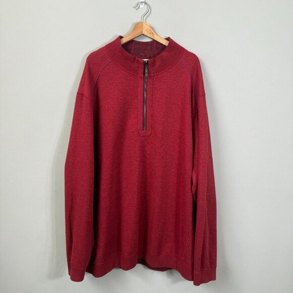 Tommy Bahama Flipsider Half Zip Sweater Pullover Men's 3XT Red Reversible NWOT - Picture 11 of 16